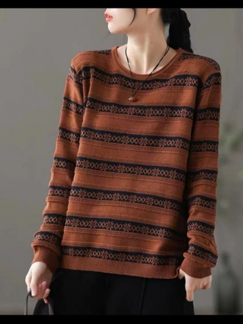 Women's Autumn Amore Stripes Loose Sweater