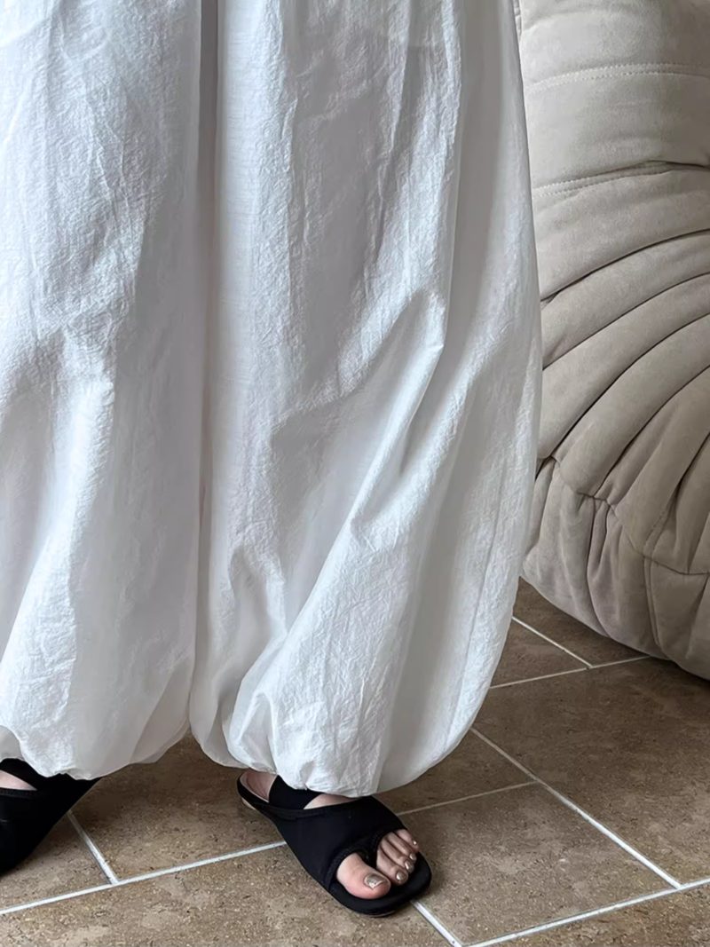 بنطلون صيفي نسائي خفيف الوزن بخصر مرتفع وفضفاض