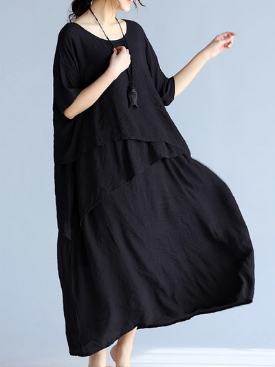 Women's Loose Elegance Solid Color Mid-Length A-Line Dress