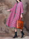 Women's Winter Wear Plaid Woolen Button-Up Coat