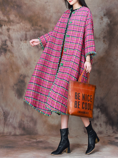 Women's Plaid Woolen Coat