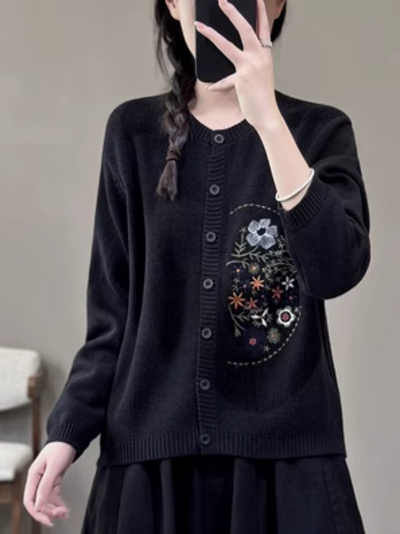 Women's Stylish Embroidered knitted Sweater Dress