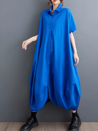 Women's Summer Stylish Loose Casual O-shaped Shirt Dress