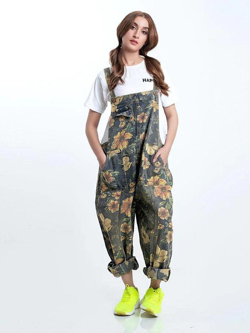 Jump For Joy Floral Print Cotton Overalls Dungaree