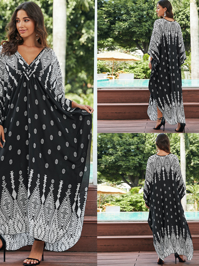 Women's Summer Elevate Beach Cover-Up Long Kaftan Dress