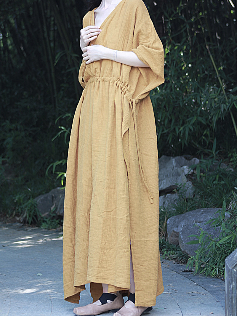 Breezy Garden-Party Wrap Maxi — Double Gauze Cotton, Effortless and Flattering