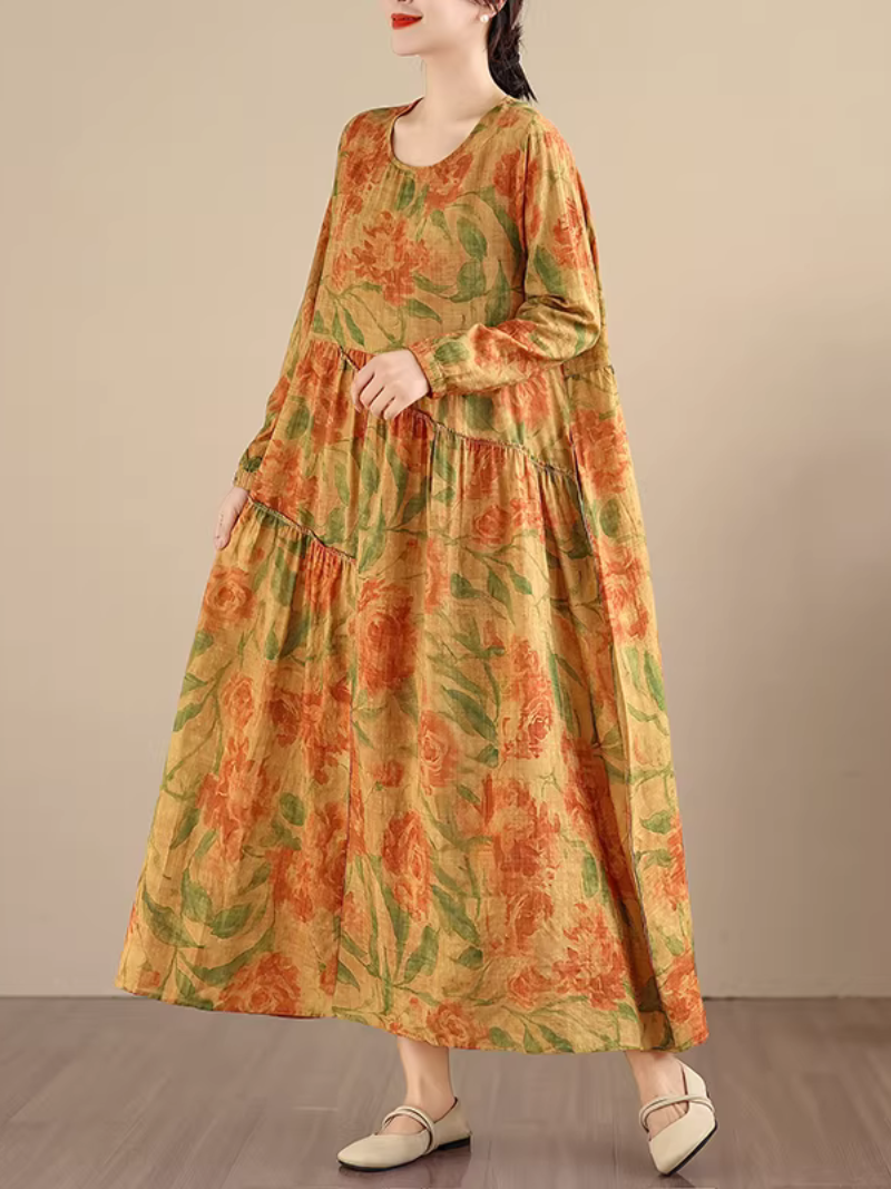 cotton flowy maxi dress Amara Half sleeves 100% Cotton Maxi Dress for