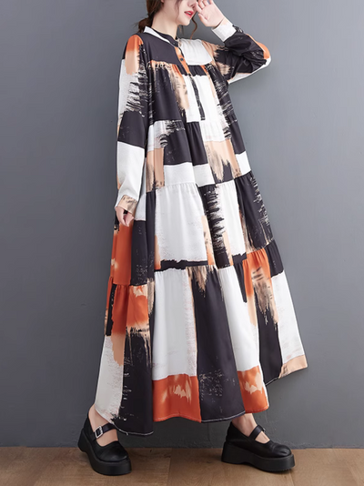 Women's Printing Collar A-Line Dress