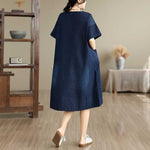 Oversized Denim Shift Dress worn front