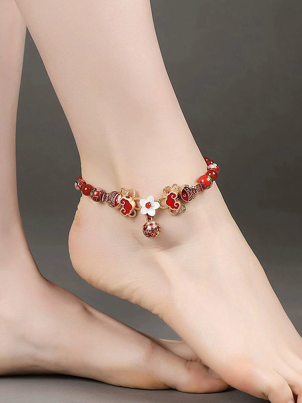 Chaîne de pieds anciens 2024 Nouvelle cloche féminine à la mode avec une chaîne de pieds rouges chinois rétro