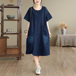 Oversized Denim Shift Dress side view