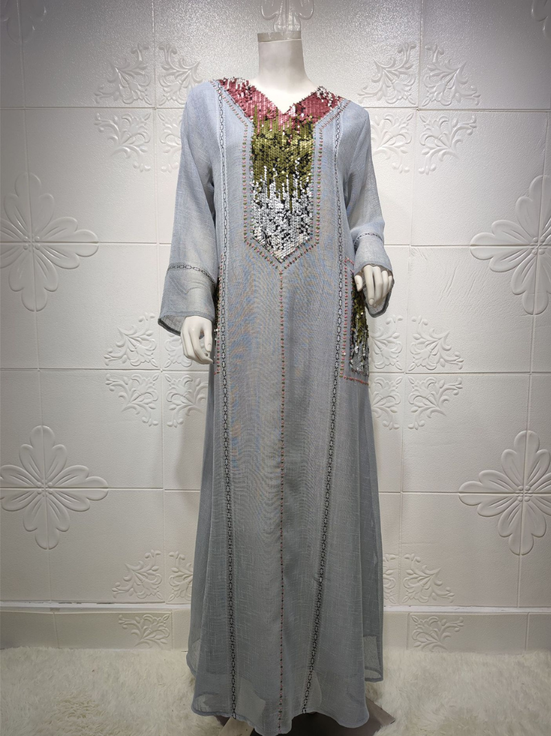 عباية إسلامية مطرزة على طراز دبي للنساء 