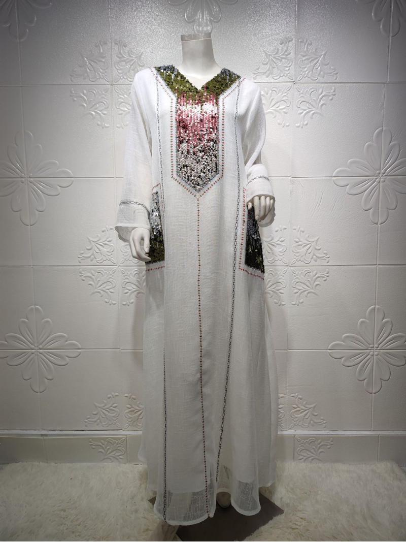 عباية إسلامية مطرزة على طراز دبي للنساء 