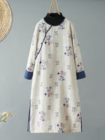 Dreamny Printed A-line Skirt Dress for Women | Linen Cotton Long Dress