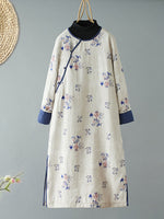 Dreamny Printed A-line Skirt Dress for Women | Linen Cotton Long Dress