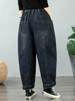 Breezy Weekend Distressed Denim Harem Pants