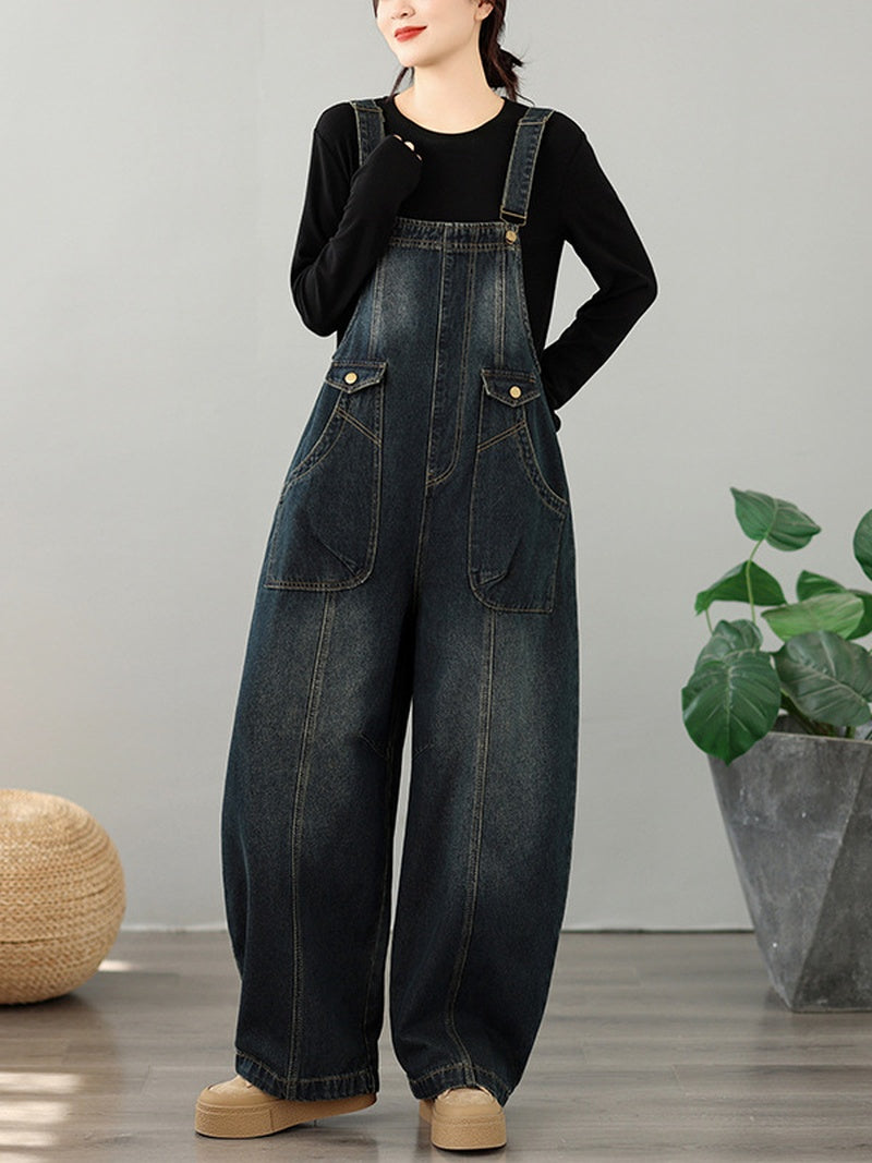 Easygoing Weekend Wide-Leg Denim Overalls