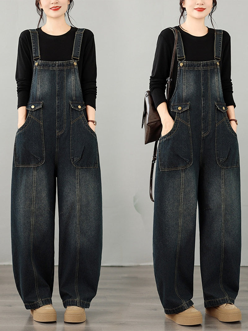 Easygoing Weekend Wide-Leg Denim Overalls