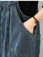 Retro Loose Fit Denim Overalls for Women | Plus Size High-Waisted Dungaree