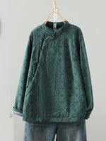 Retro Dreamy Style Fleece Lined Cotton Linen Coat for Women