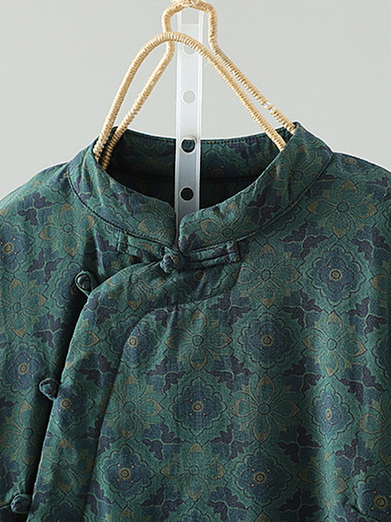 Retro Dreamy Style Fleece Lined Cotton Linen Coat for Women