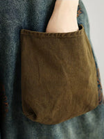 Retro Embroidered Reversible Denim Overalls for Women