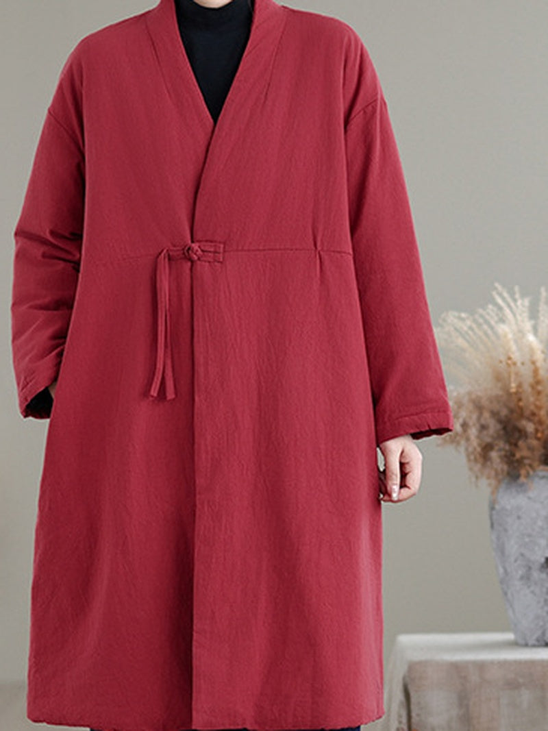 Winter Stylish Weekend V-Neck Padded Long Coat