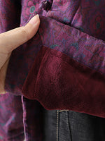 Retro Dreamy Style Fleece Lined Cotton Linen Coat for Women