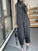 Style Loose Fit Quilted Overalls for Women, Plus Size Casual Winter Dungaree