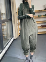 Style Loose Fit Quilted Overalls for Women, Plus Size Casual Winter Dungaree