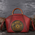 Sac à main rétro en cuir en relief authentique en relief