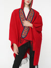 Splicing Red Shawl Cardigan with Hooded