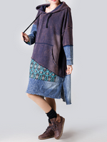 Women's Retro Purple Large Size Hooded