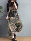 Dungarees cotton denim ripped jeans floral vintage retro style overall