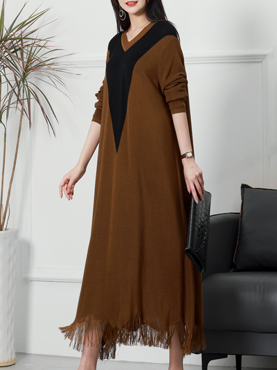 Women's Coffee Loose Midi-Dress
