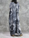 Tie Dye Drawstring Plus Size Maxi Dress
