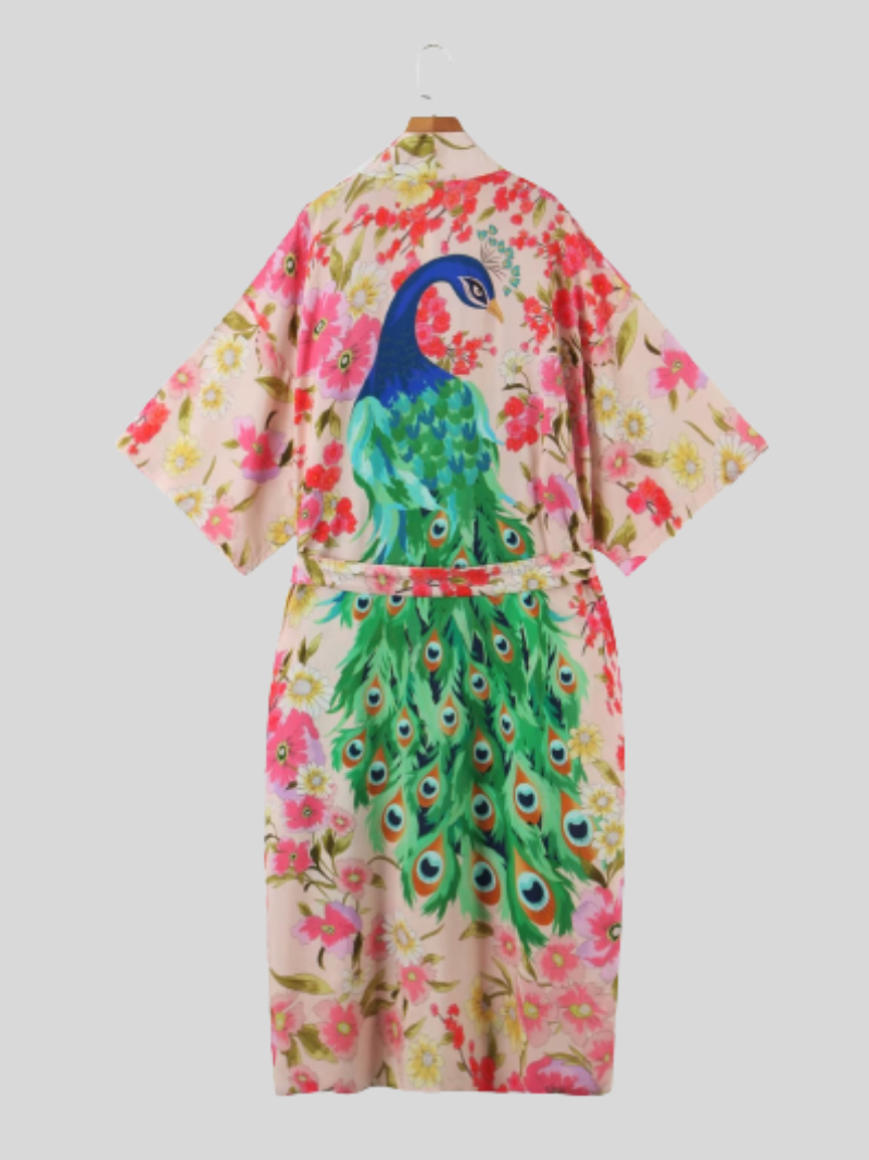 Women's Peacock Print Kimono Jacket