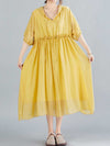 Cotton Short Sleeves A-Line Dress