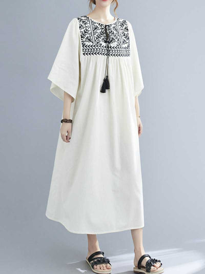 Embroidered Polyester  A-Line Dress
