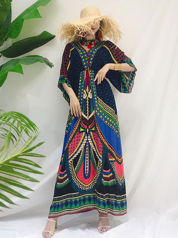 Tara Lee Retro Style Loose Bohemian Maxi Vestido