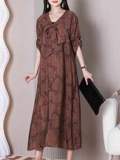 Women's Loose Coffee A-line Dress