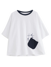 Women's  White Round Neck Top