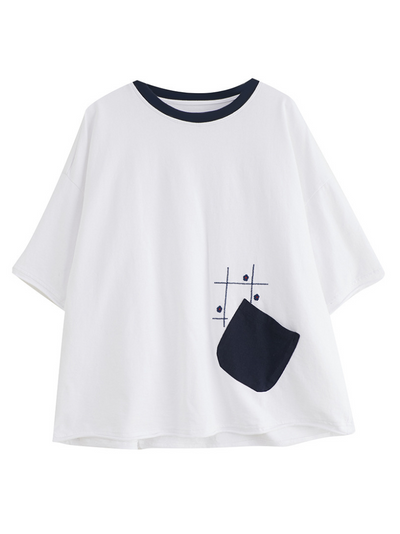 Women's  White Round Neck Top
