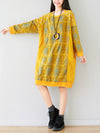Crew Neck Printed Sweatshirt Dress