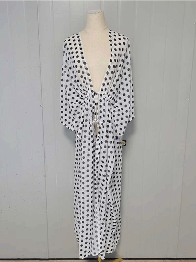 Evatrends cotton gown robe printed kimonos, Outerwear, polyester, Nightwear, long kimono, Board Sleeves, loose fitting, printed, Belted
