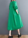Evatrends Round-Neck Cotton Short Sleeve  A-Line  Dress