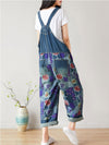 Dungarees cotton denim ripped jeans floral vintage retro style overall