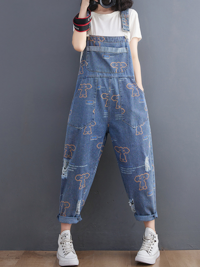 Women's Blue High Waist Romper