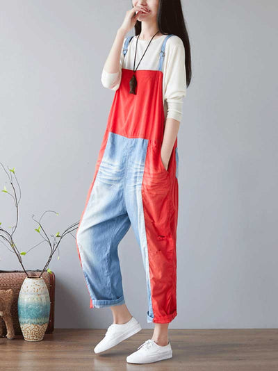 Dungarees cotton denim,  Trousers, vintage retro style overall, Adjustable Straps