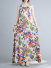 Sleeveless Cotton Floral A-Line Dress